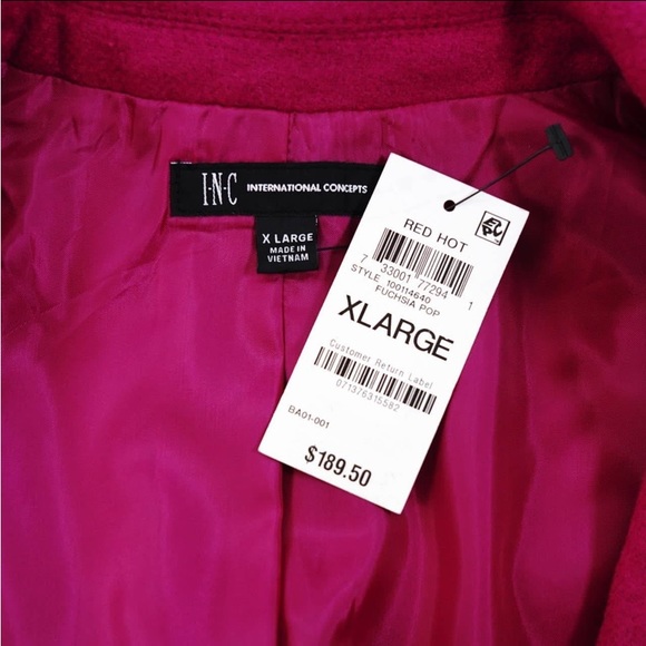 INC fuchsia magenta violet iris coat NWT XL - Picture 2 of 9